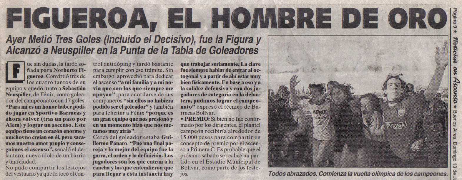 Cobertura periodística del ascenso de Sportivo Barracas en 2004